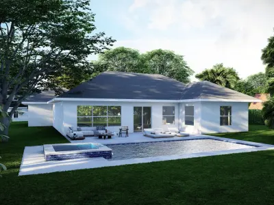 3D Exterior Scene 3D model design garden and landscape 3D 3D model