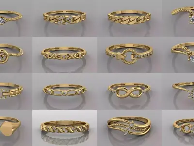 Ultra Light Ring 50 Pieces 3D Model Pack