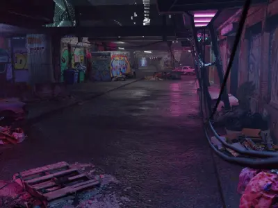 Cyberpunk Exterior Scene v3 3D model
