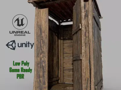 Outdoor Wooden Toilet 1 Low-poly 3D model