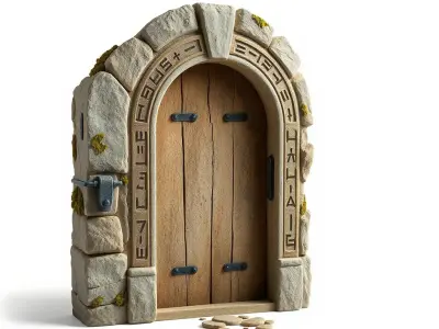 Medieval Stone Arch Door Model Pack Low-poly 3D model