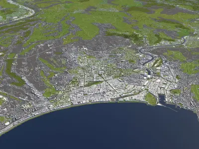 Nice France 50x50km 3D City Map 3D model