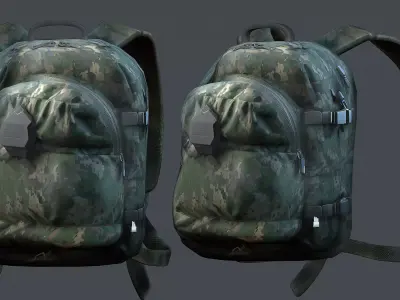 Backpack military combat Black baggage bag luggage Low-poly 3D model 4