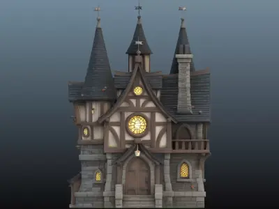  Mediaval fantasy house EM-18 Low-poly 3D model