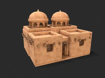 Clay Desert Egypt Village House 4 Low-poly 3D model