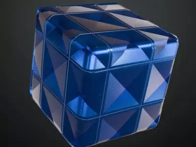 Modern Glossy Cerulean Blue Geometric Pyramid Tiles PBR Seamless Texture