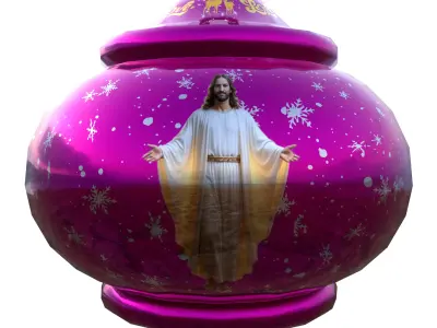 Festive Red Christmas Bauble  3D Model PBR  Low Poly Ready Low-poly 3D model