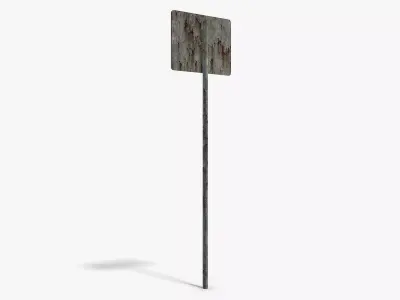 Damaged Wrong Way Sign Low-poly 3D model