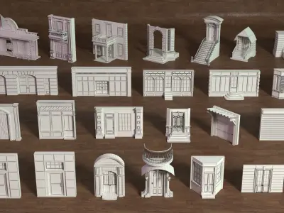 Building Facade Collection 1 - 25 pieces 3D model