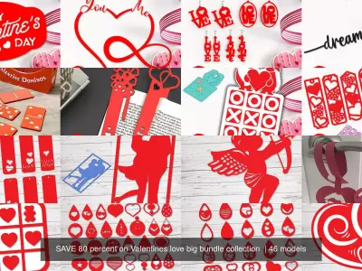 SAVE 80 percent on Valentines love big bundle collection  3D Model Pack