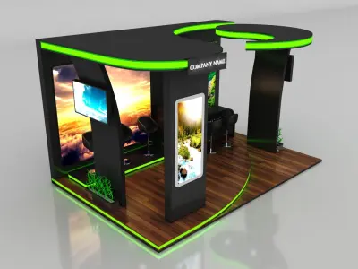 Booth Exhibition Stand Stall 4x6m Height 350 cm 3 Side Open 3D model
