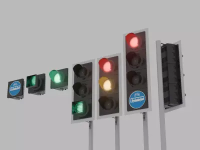 Siemens Helios UK traffic light Low-poly 3D model