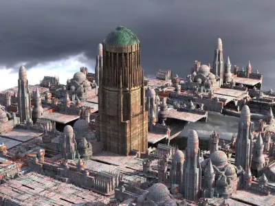 Naboo Inspired Dome 5 with city 3D model