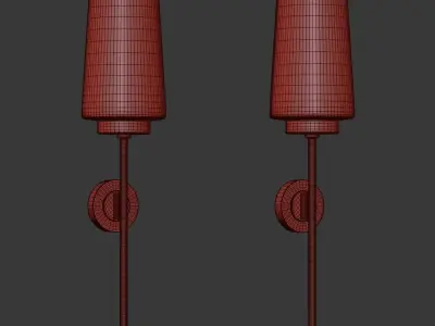 Pair French Glass and Brass Sconces by Stilnovo 3D model