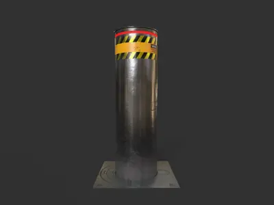 Hydraulic Automatic Bollards Low-poly 3D model