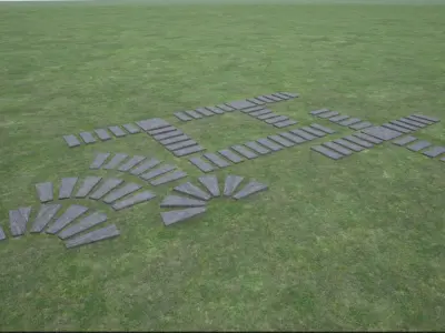 wooden and stone walkway Low-poly 3D model