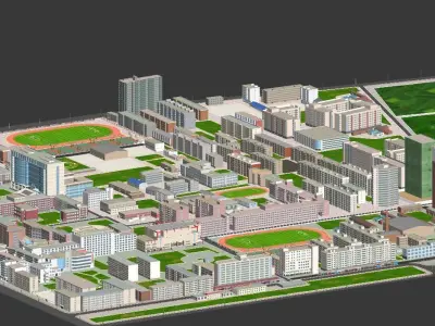 Real city  Low-poly 3D model