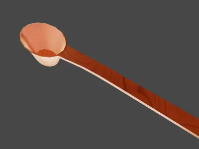 Wooden tea spoon with real dimension  Low-poly 3D model
