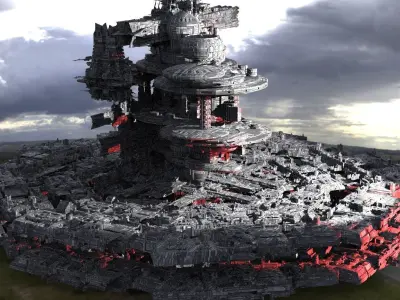 Sci-Fi City dystopia base City Ship 7 3 3D model