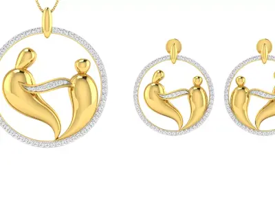 Pendant Earring Set 3dm STL OBJ FBX Render Details 3D print model get