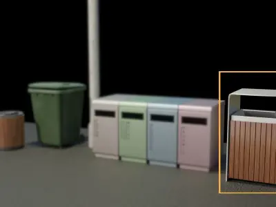 Public Bin Low-poly 3D model