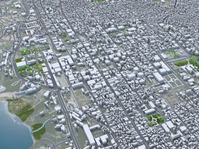 Port au Prince Haiti 20km Low-poly 3D model