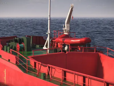  Split Hopper Barge Red Rigged for Cinema 4D 