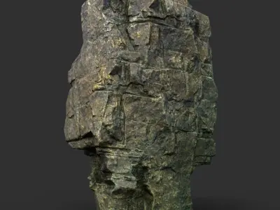 Low poly Mossy Layer Rock B Low-poly 3D model