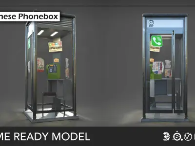 Japanese phonebox Low-poly 3D model