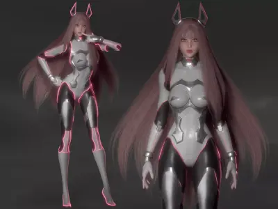 Stellar Aerith - Anime Sci-fi Girl - Game Ready Low-poly 3D model