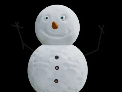 Snowman wearing hat and scarf 3D model purchase