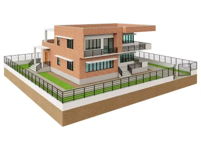 Modern Brick House 1 3D model