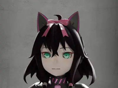 anime Catgirl Low-poly 3D model