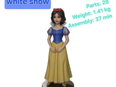 Snow White Classic Statue 3D Printable Figure Multipart Assembly 3D print model