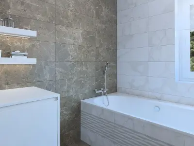 Cozy bathroom with dark tiles 3D model