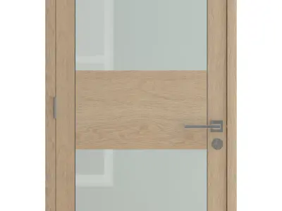 Door-024 interior door in oak with frosted glass 3D model
