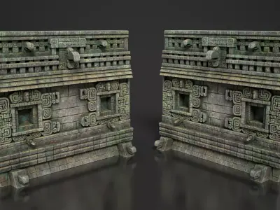 Mayan Temple Wall Modulars 03 250726 Low-poly 3D model
