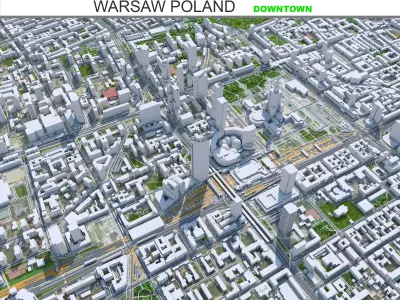 Warsaw Downtown Poland Low-poly 3D model