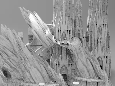 Lizard Man Mining colony Mountain Kit bash 2 3D model