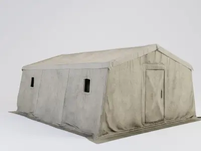 Army tent 3 color options Low-poly 3D model