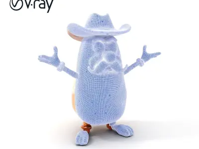 Cowboy Potato Character Model Rigged and Animated Low-poly 3D model