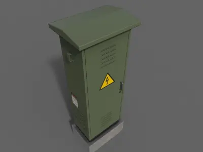 PBR Electric Box DarkGreen V2 Low-poly 3D model