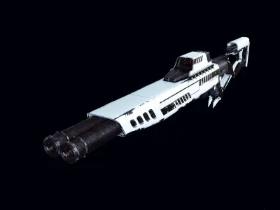 Cyberpunk Futuristic style DoubleBarrel Shotgun - JAWBREAKER-069 Low-poly 3D model