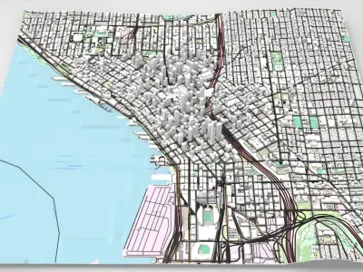 Cityscape Seattle Washington USA 3D model