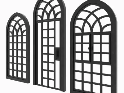 Arch Windows - Doors Animated Set 3D model