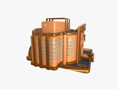 SciFi Bank A04 Orange - Sci Fi Exterior Design Low-poly 3D model