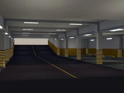 Parking underground  Low-poly 3D model