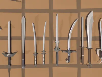 50 Low Poly Swords Low-poly 3D model