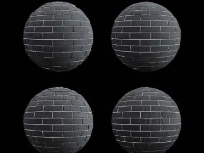 Black Brick Tiles Material PBR 200 x 200 cm Texture