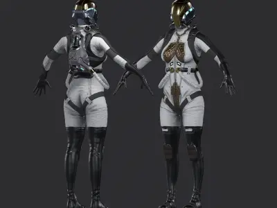 Space Girl Low-poly 3D model